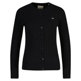 GANT women's cardigan - STRETCH COTTON CABLE CARDIGAN, cable knit, logo