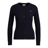 GANT women's cardigan - STRETCH COTTON CABLE CARDIGAN, cable knit, logo