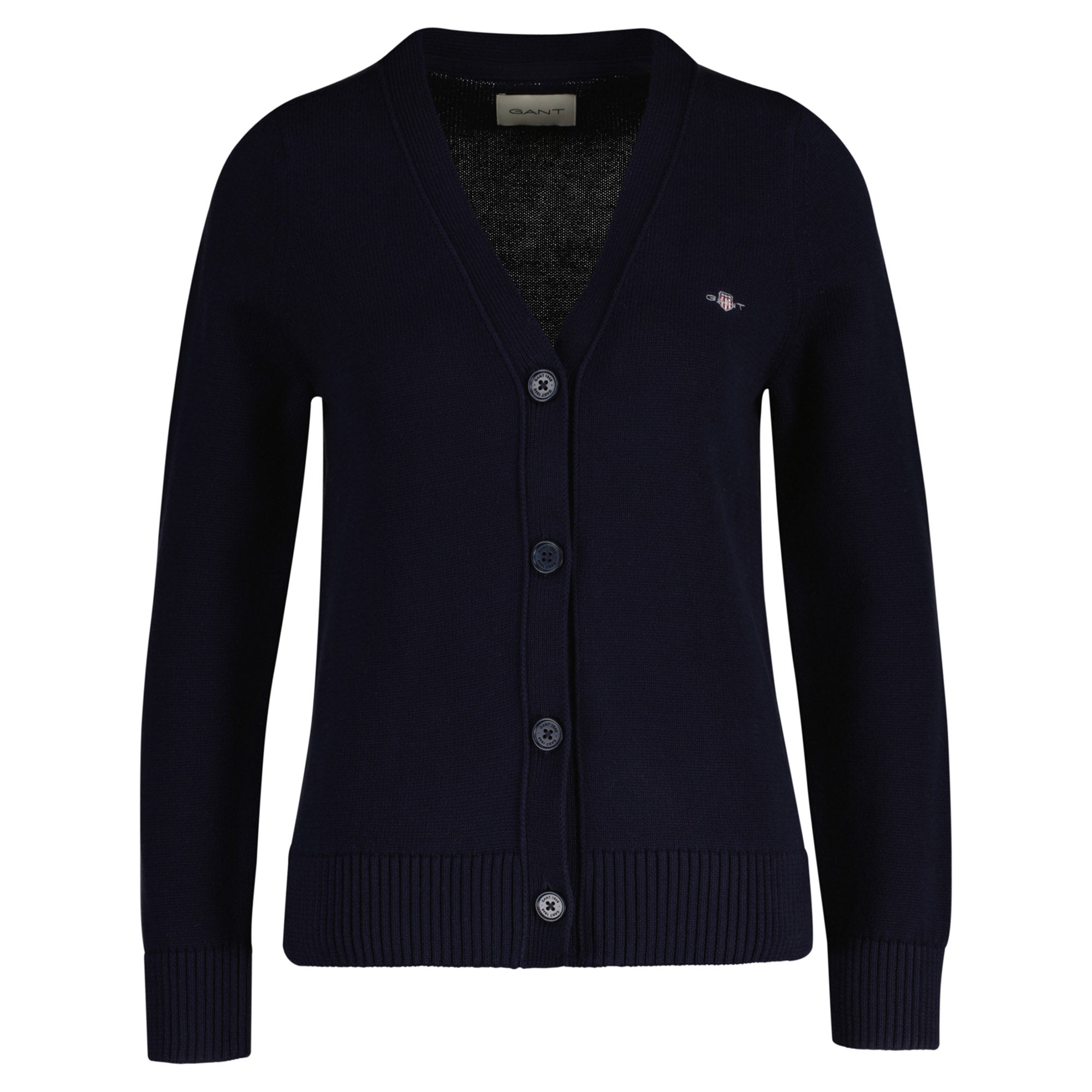 GANT women's cardigan - CLASSIC COTTON CARDIGAN, button placket, fine knit, cotton