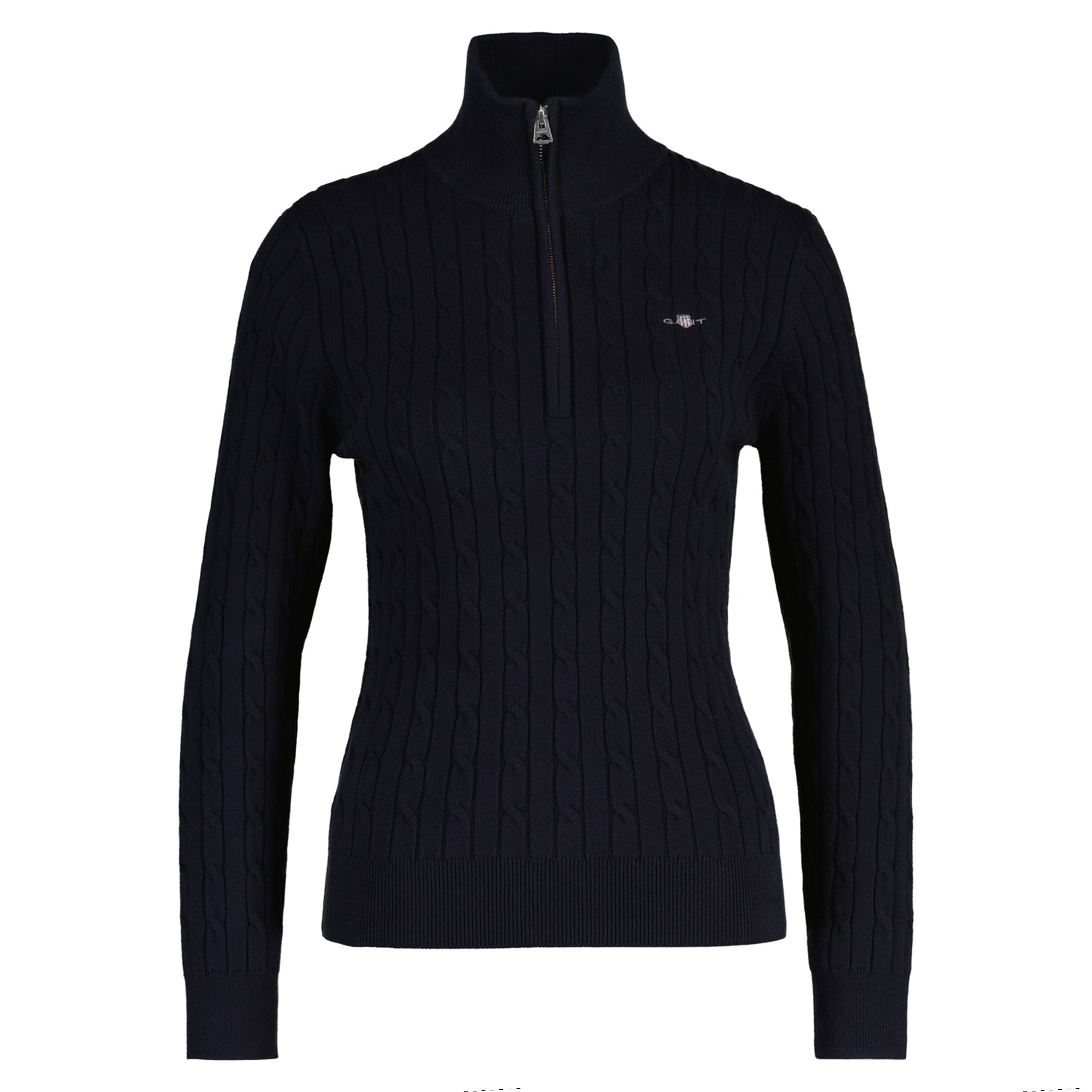 GANT Damen Strickpullover mit Troyer - Cable Half-Zip, Zopfstrick, Stretch Cotton