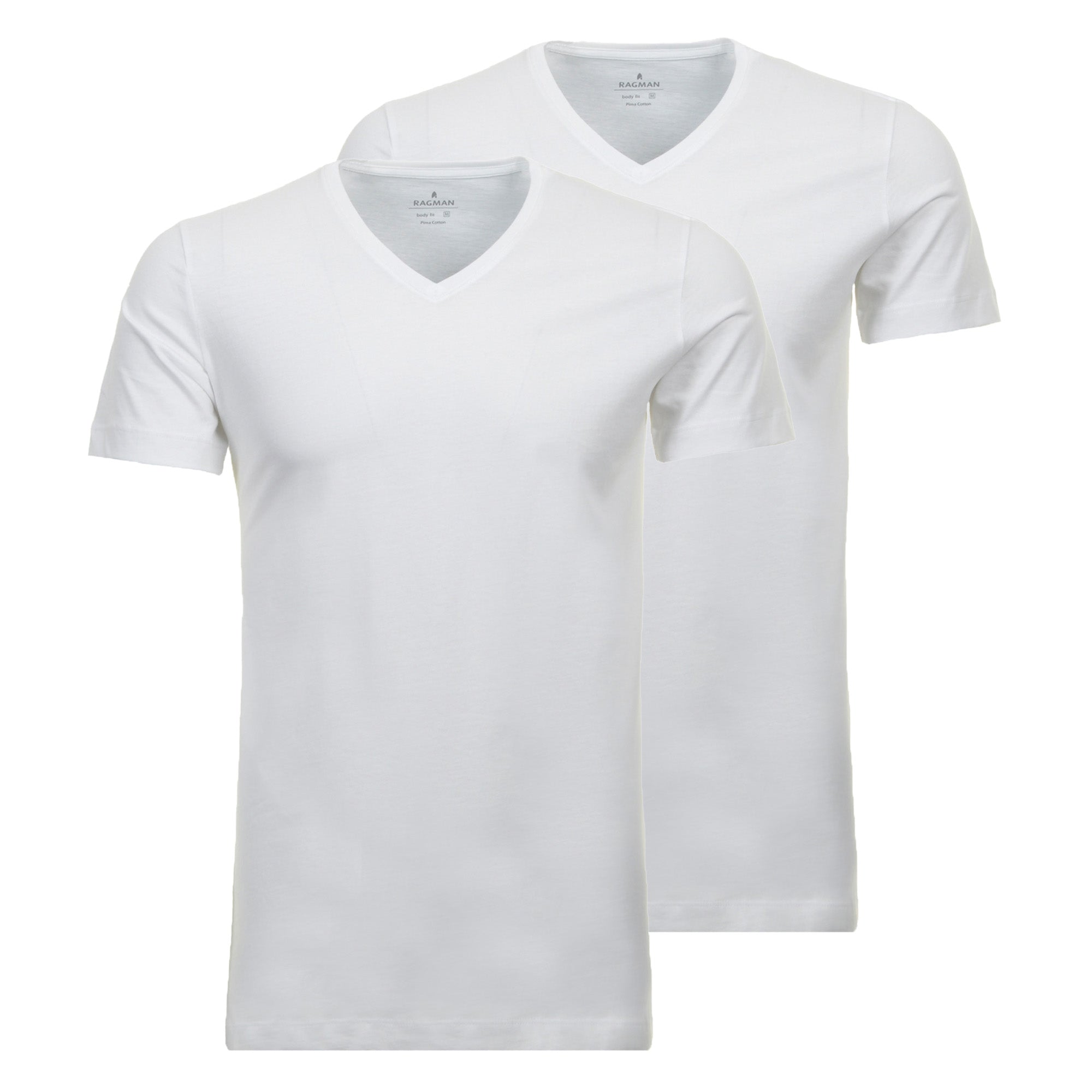 RAGMAN Men T-shirt 2-pack – Body Fit V-neck, Natural Flex Cotton, Cotton