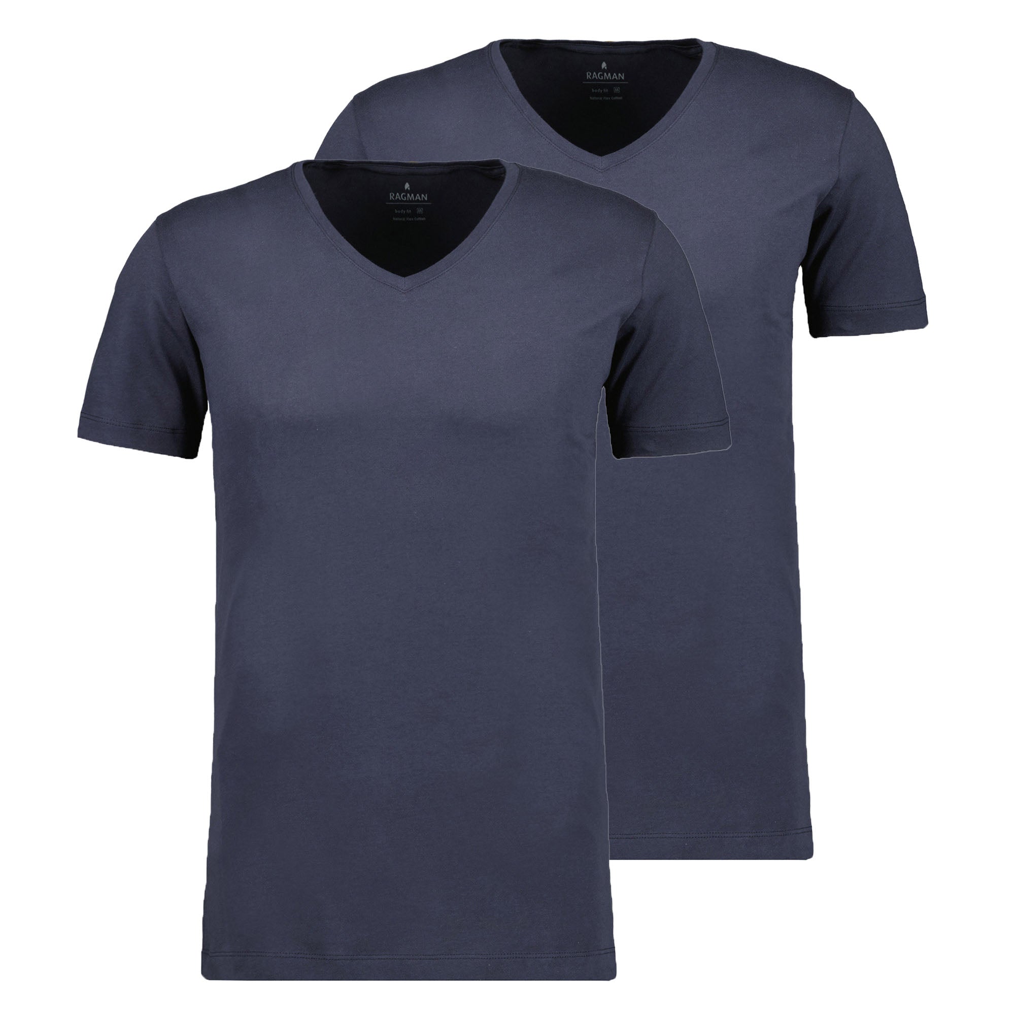 RAGMAN Men T-shirt 2-pack – Body Fit V-neck, Natural Flex Cotton, Cotton