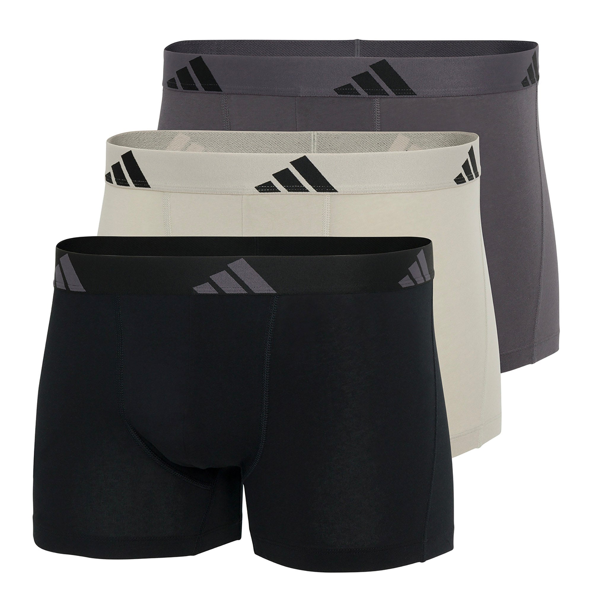 adidas Herren Boxershorts, 3er Pack - Trunks, Active Flex Cotton, Logo, einfarbig