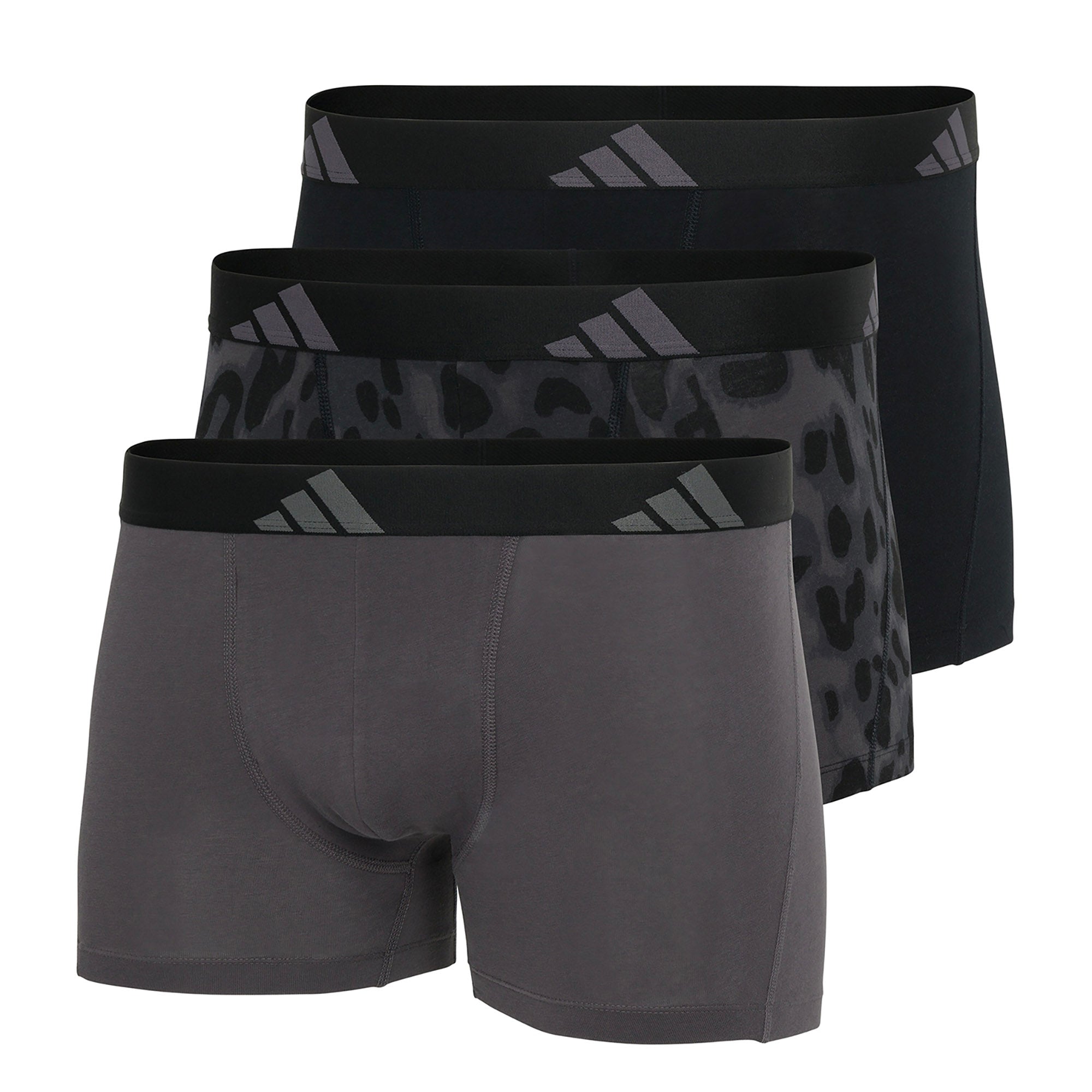 adidas Herren Boxershorts, 3er Pack - Trunks, Active Flex Cotton, Logo, einfarbig