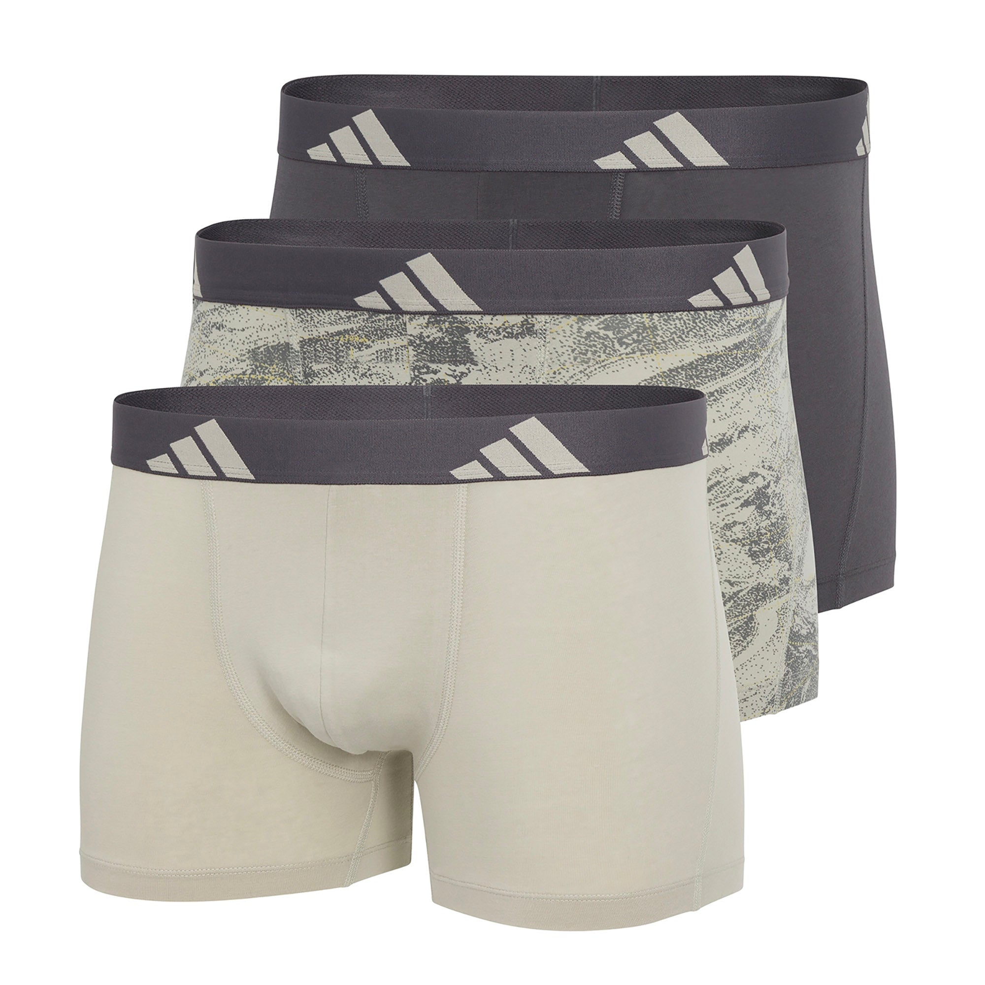 adidas Herren Boxershorts, 3er Pack - Trunks, Active Flex Cotton, Logo, einfarbig