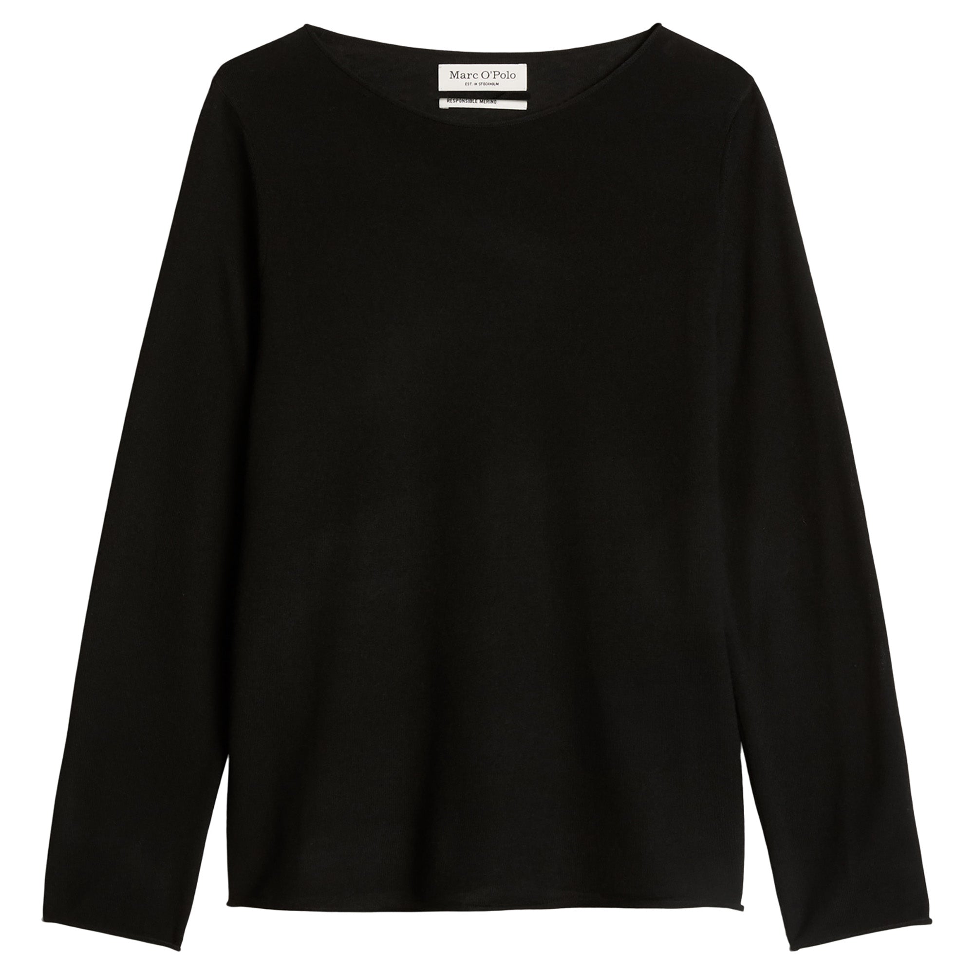 Marc O'Polo Damen Strickpullover - Knit Pullover, Merinowolle, Feinstrick, U-Boot-Ausschnitt, Slim Fit