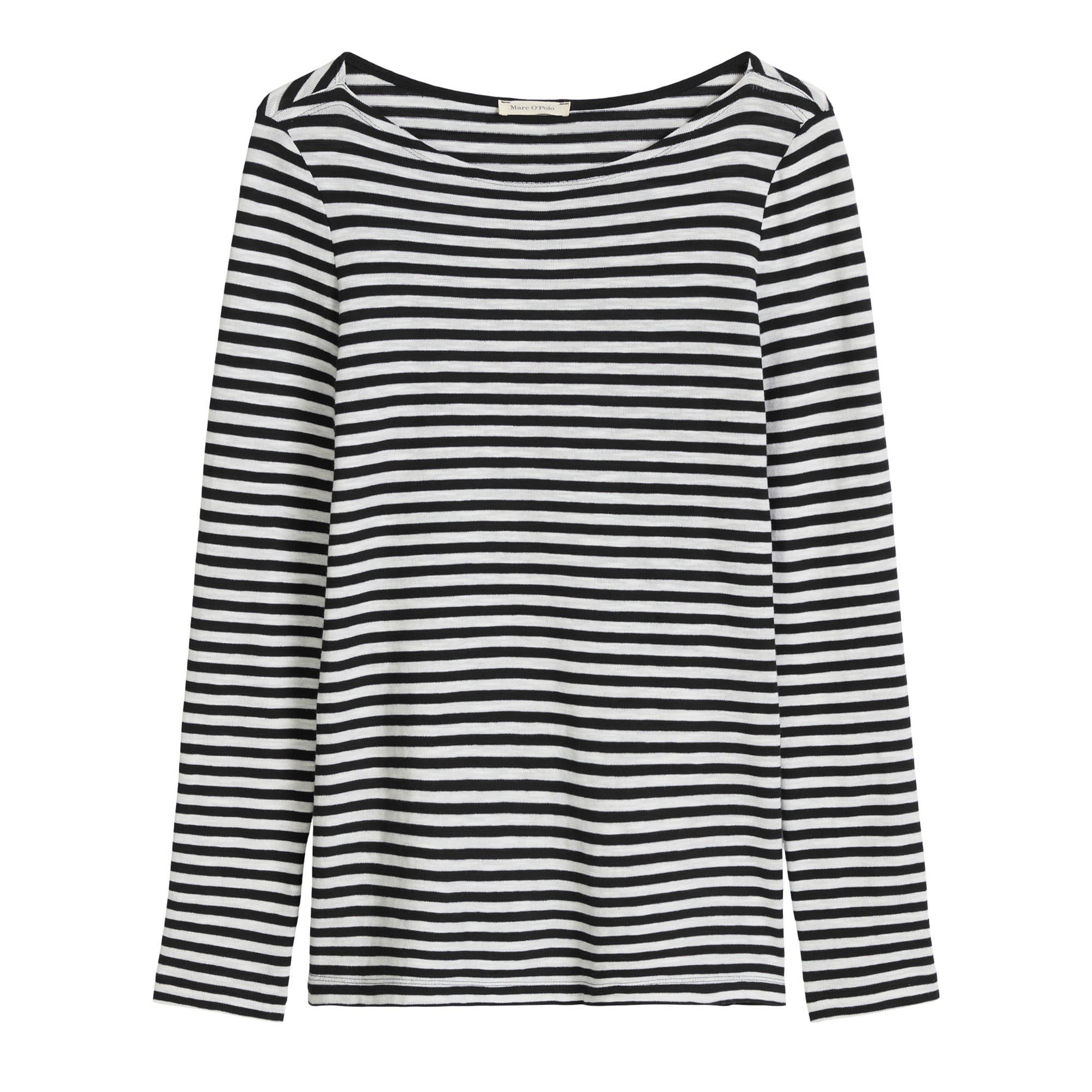 Marc O'Polo Women's Long-Sleeve Shirt - Slub Jersey T-Shirt Longsleeve, Regular Fit, Cotton, Striped