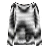 Marc O'Polo Women's Long-Sleeve Shirt - Slub Jersey T-Shirt Longsleeve, Regular Fit, Cotton, Striped