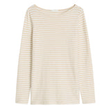 Marc O'Polo Women's Long-Sleeve Shirt - Slub Jersey T-Shirt Longsleeve, Regular Fit, Cotton, Striped