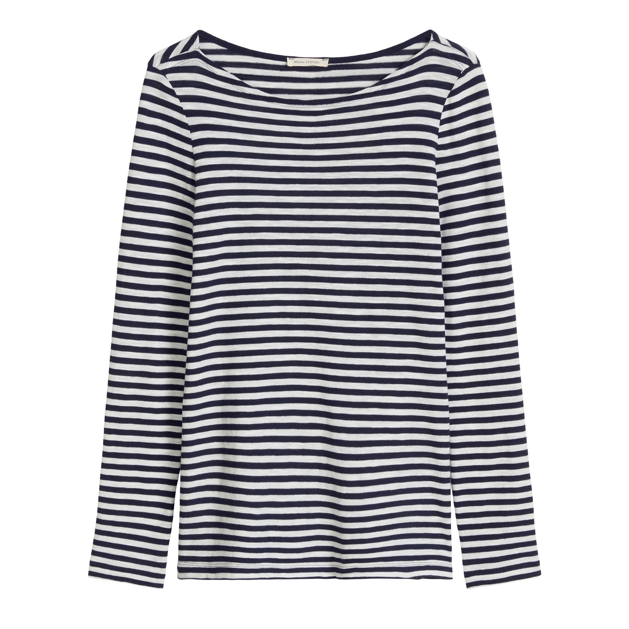 Marc O'Polo Women's Long-Sleeve Shirt - Slub Jersey T-Shirt Longsleeve, Regular Fit, Cotton, Striped