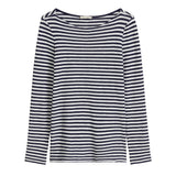 Marc O'Polo Women's Long-Sleeve Shirt - Slub Jersey T-Shirt Longsleeve, Regular Fit, Cotton, Striped