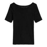 Marc O'Polo Damen T-Shirt - Slub-Jersey T-Shirt Shortsleeve, U-Boot-Ausschnitt, Regular Fit, Baumwolle