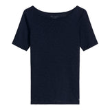 Marc O'Polo Damen T-Shirt - Slub-Jersey T-Shirt Shortsleeve, U-Boot-Ausschnitt, Regular Fit, Baumwolle