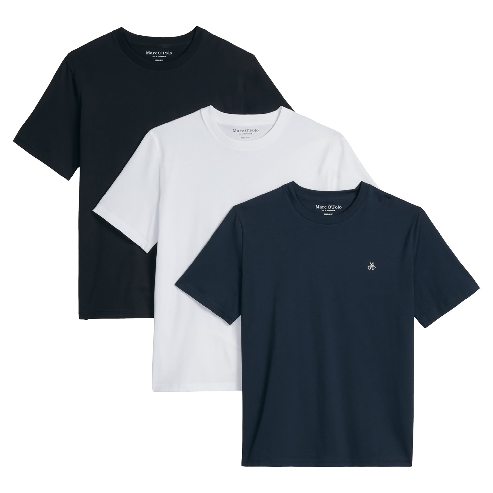Marc O'Polo men's T-shirt, pack of 3, round neck - triple pack, regular fit, cotton