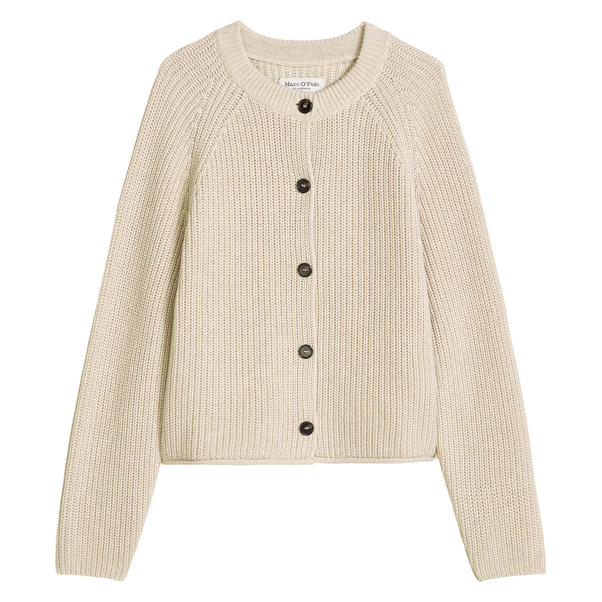 Marc O'Polo Women’s Cardigan - Rib Knit Cardigan, Crew Neck, Organic Cotton, Loose Fit