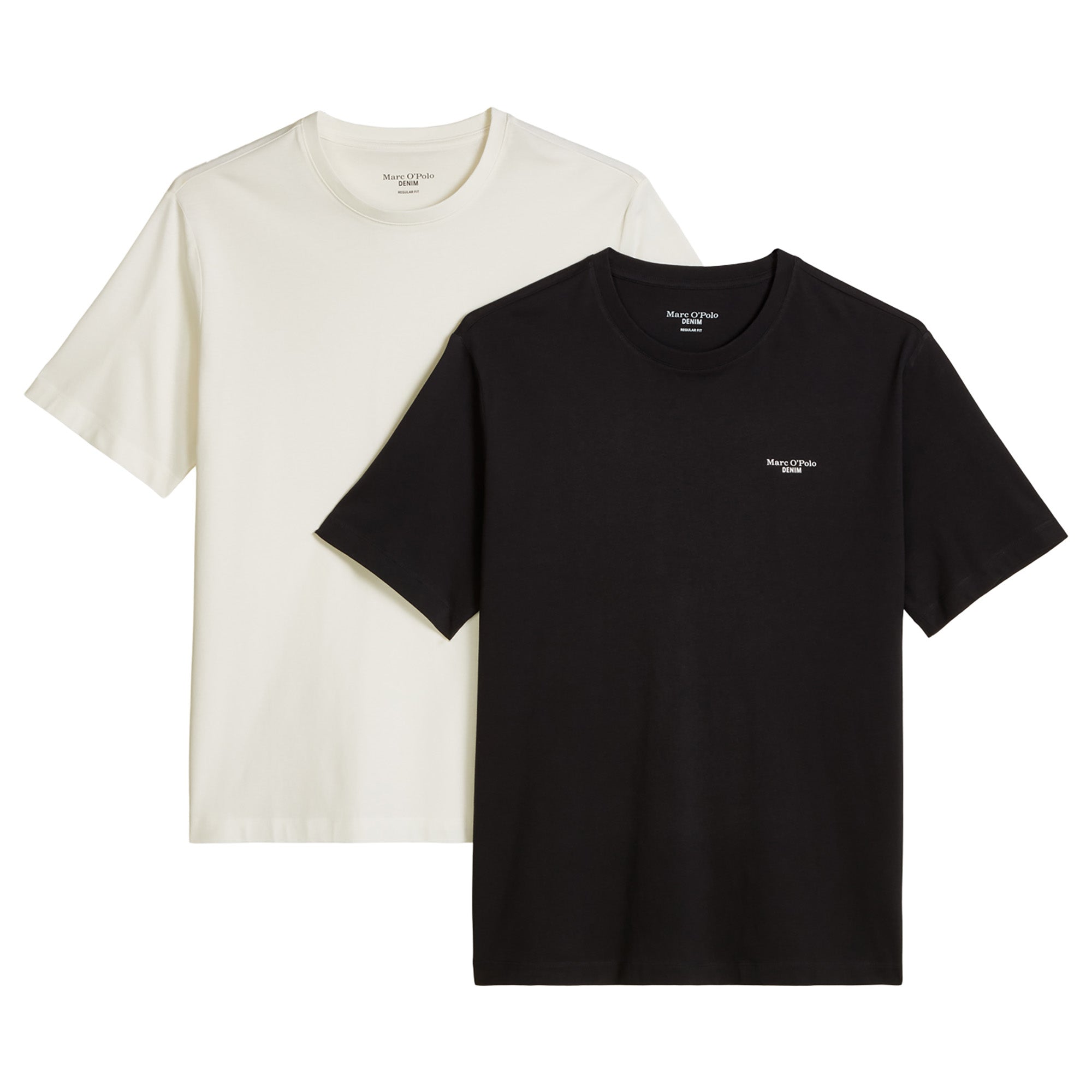 Marc O'Polo Denim Herren T-Shirts, 2er Pack - T-Shirt Logo Print, Rundhals, Bio-Baumwolle