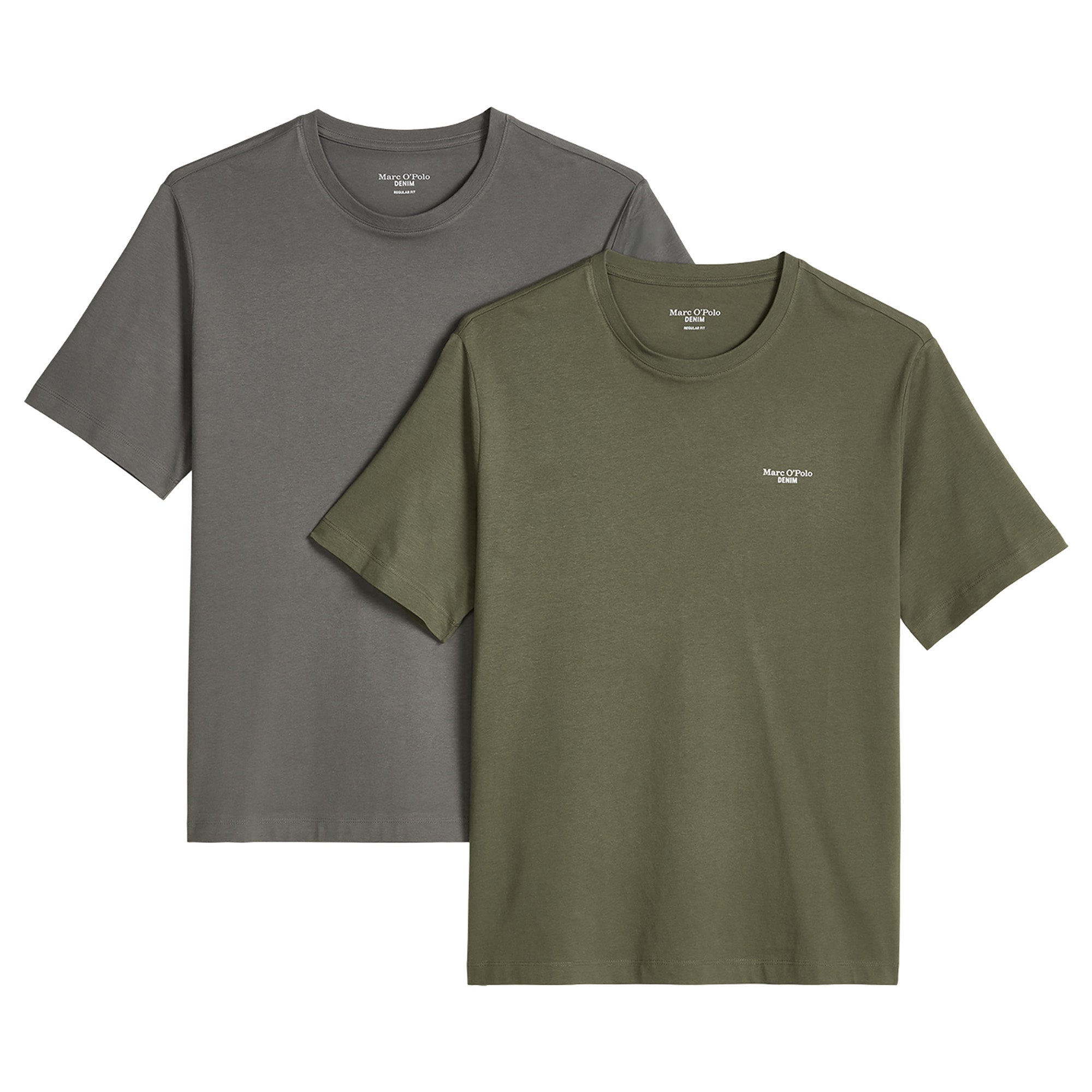 Marc O'Polo Denim Herren T-Shirts, 2er Pack - T-Shirt Logo Print, Rundhals, Bio-Baumwolle