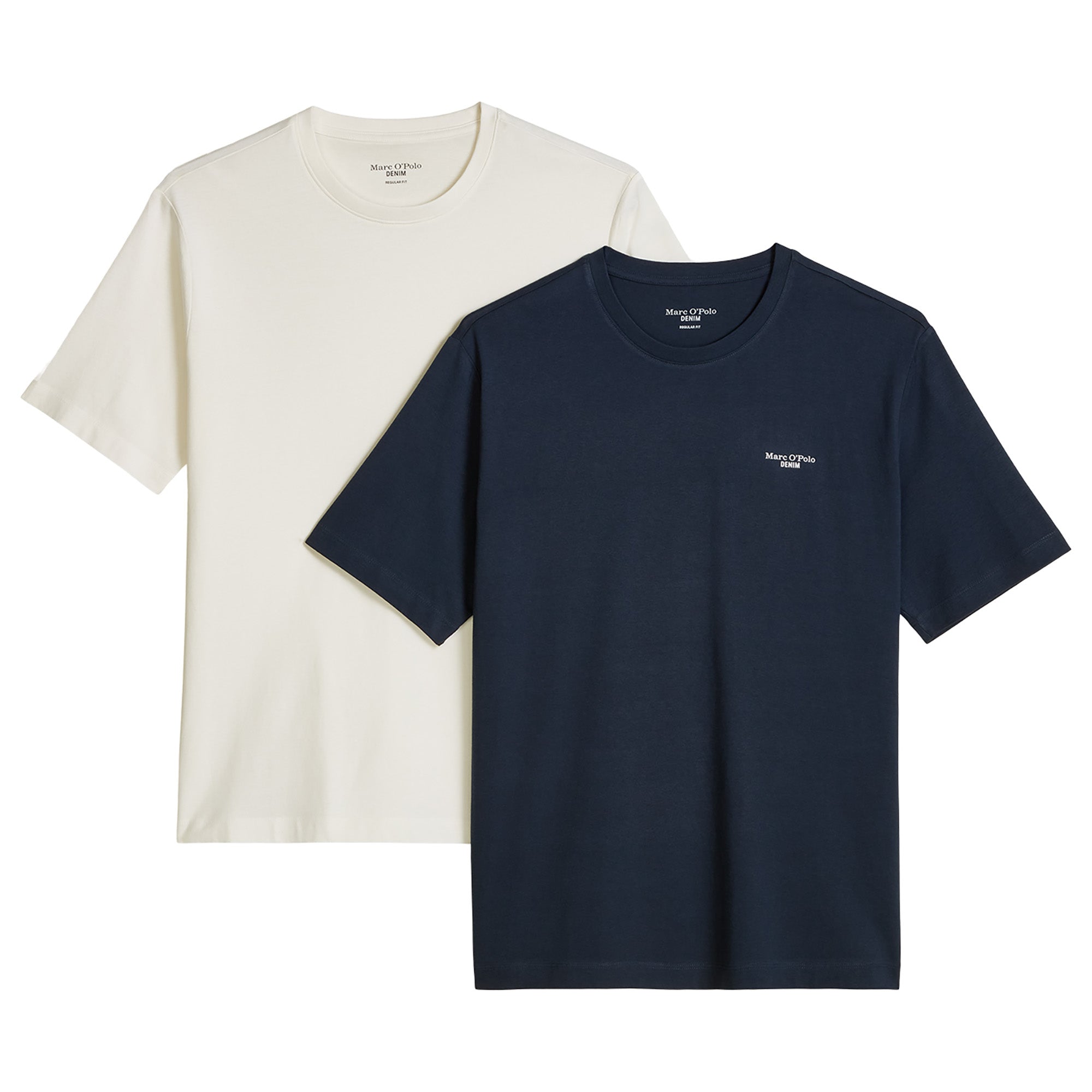 Marc O'Polo Denim Herren T-Shirts, 2er Pack - T-Shirt Logo Print, Rundhals, Bio-Baumwolle