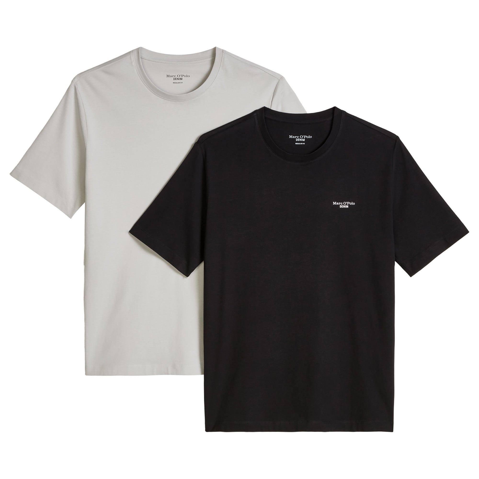 Marc O'Polo Denim Herren T-Shirts, 2er Pack - T-Shirt Logo Print, Rundhals, Bio-Baumwolle