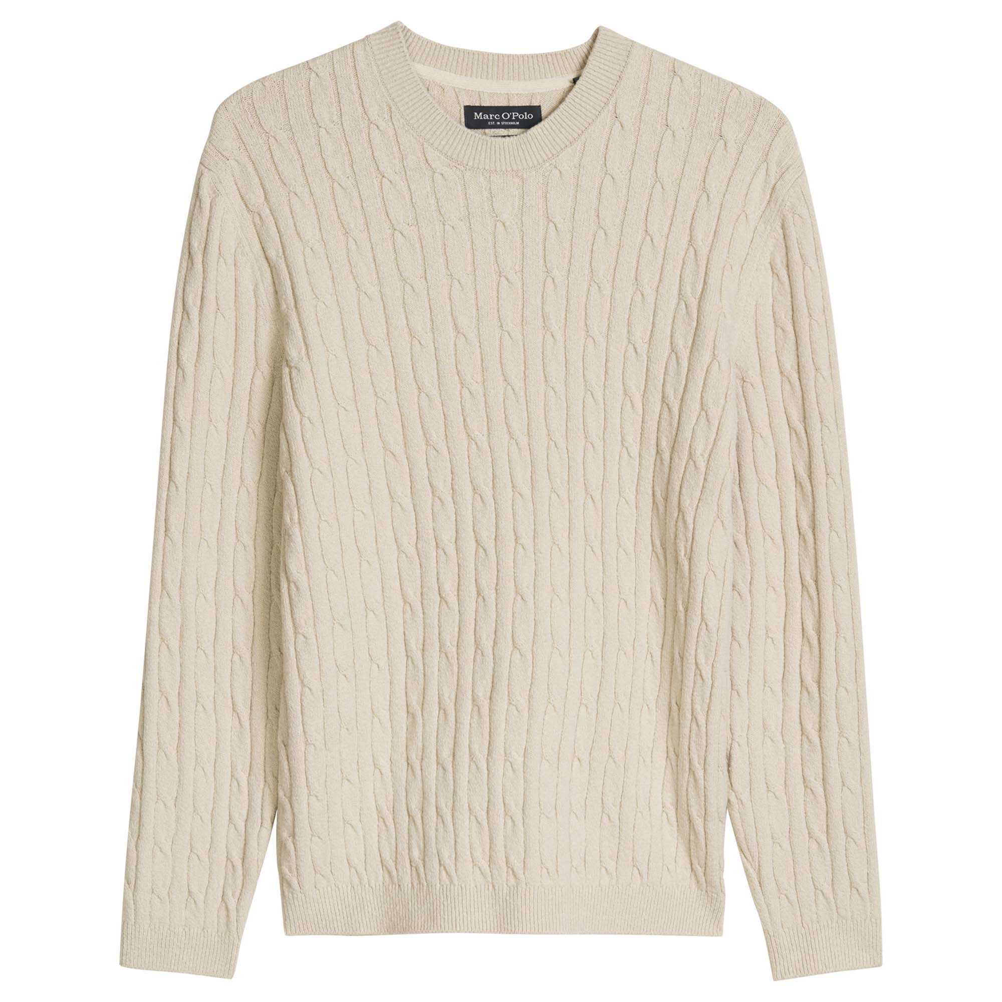Marc O'Polo Herren Strickpullover - Knit Pullover Longsleeve, Rundhals, Zopfmuster, Regular Fit, Baumwollmix