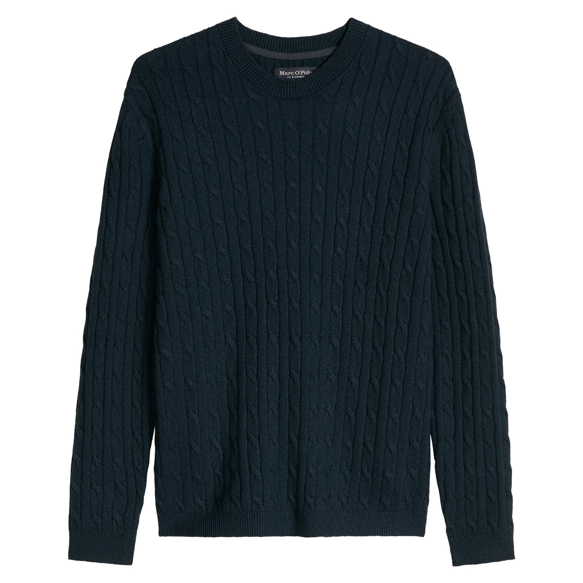 Marc O'Polo Herren Strickpullover - Knit Pullover Longsleeve, Rundhals, Zopfmuster, Regular Fit, Baumwollmix