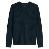 Marc O'Polo Herren Strickpullover - Knit Pullover Longsleeve, Rundhals, Zopfmuster, Regular Fit, Baumwollmix