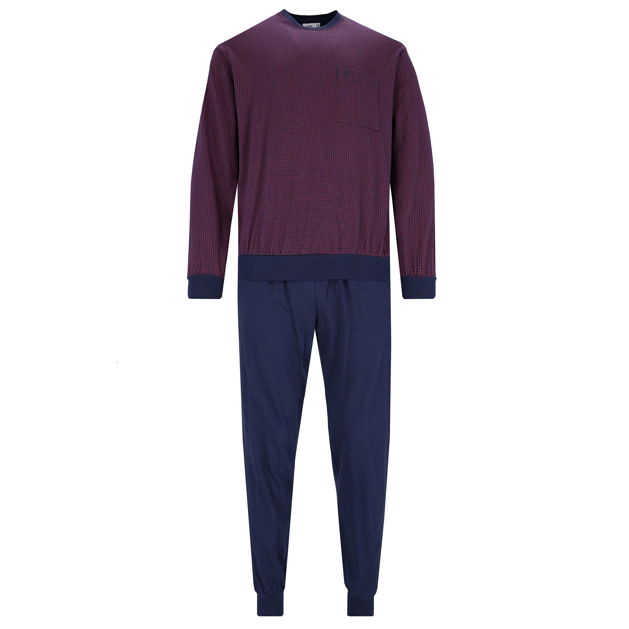 hajo men's pyjamas 2-piece set - long, cuffs, round neck, Premium Cotton