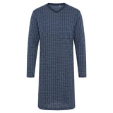 hajo Men’s Long-Sleeve Nightshirt - Premium Cotton, Cotton, V-Neck, All-Over Print