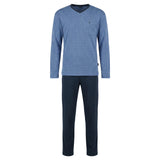 hajo Men’s Long Pyjamas - Klima-Light, Long, V-Neck, Patterned, Cotton Blend