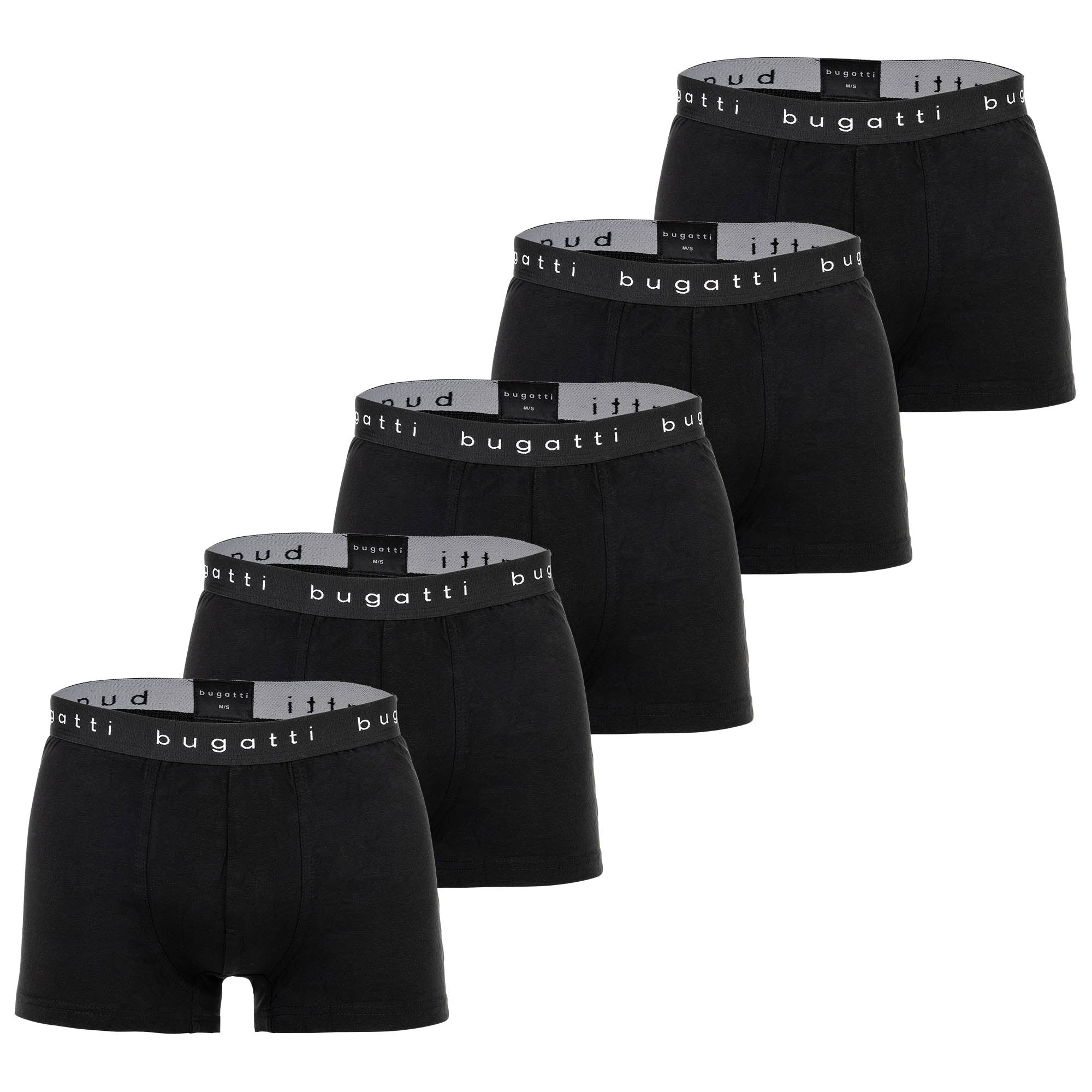 bugatti men's boxer shorts, pack of 5 – boxer briefs, cotton stretch, plain colour