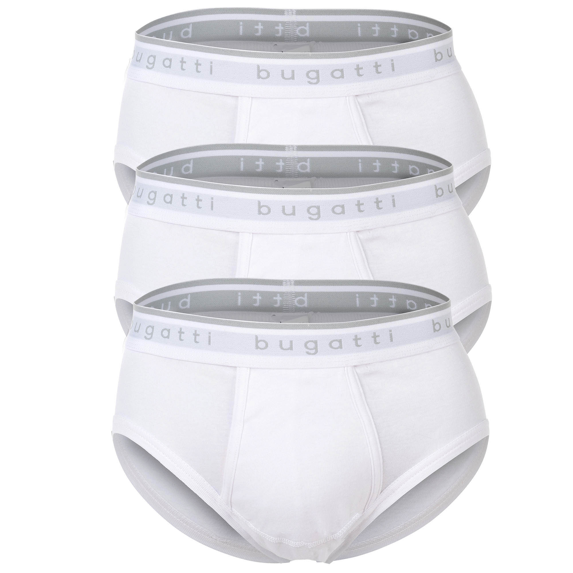 bugatti men's briefs, 3-pack - fine-rib, fly, cotton, single-coloured