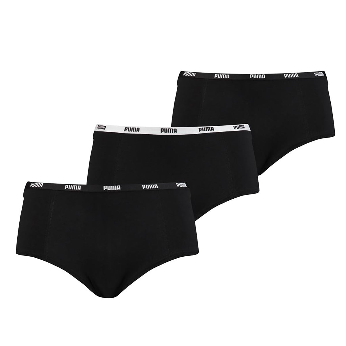 PUMA Damen Iconic Mini Shorts, 3er Pack - Soft Cotton Stretch