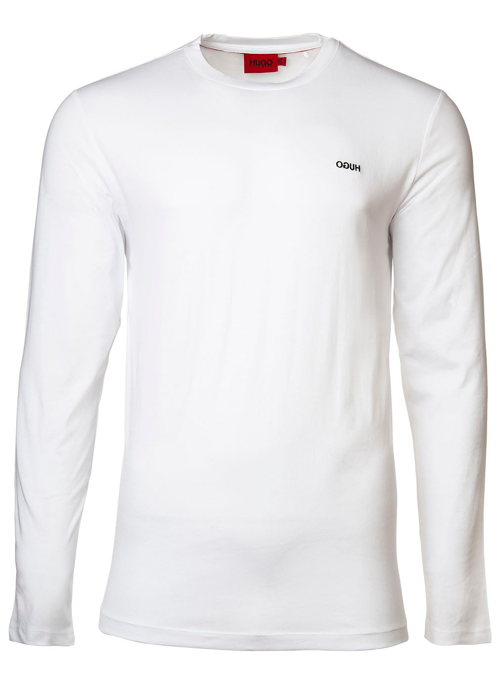 HUGO Herren T-Shirt - DEROL212, Rundhals, Longsleeve, Logo-Print, Baumwolle