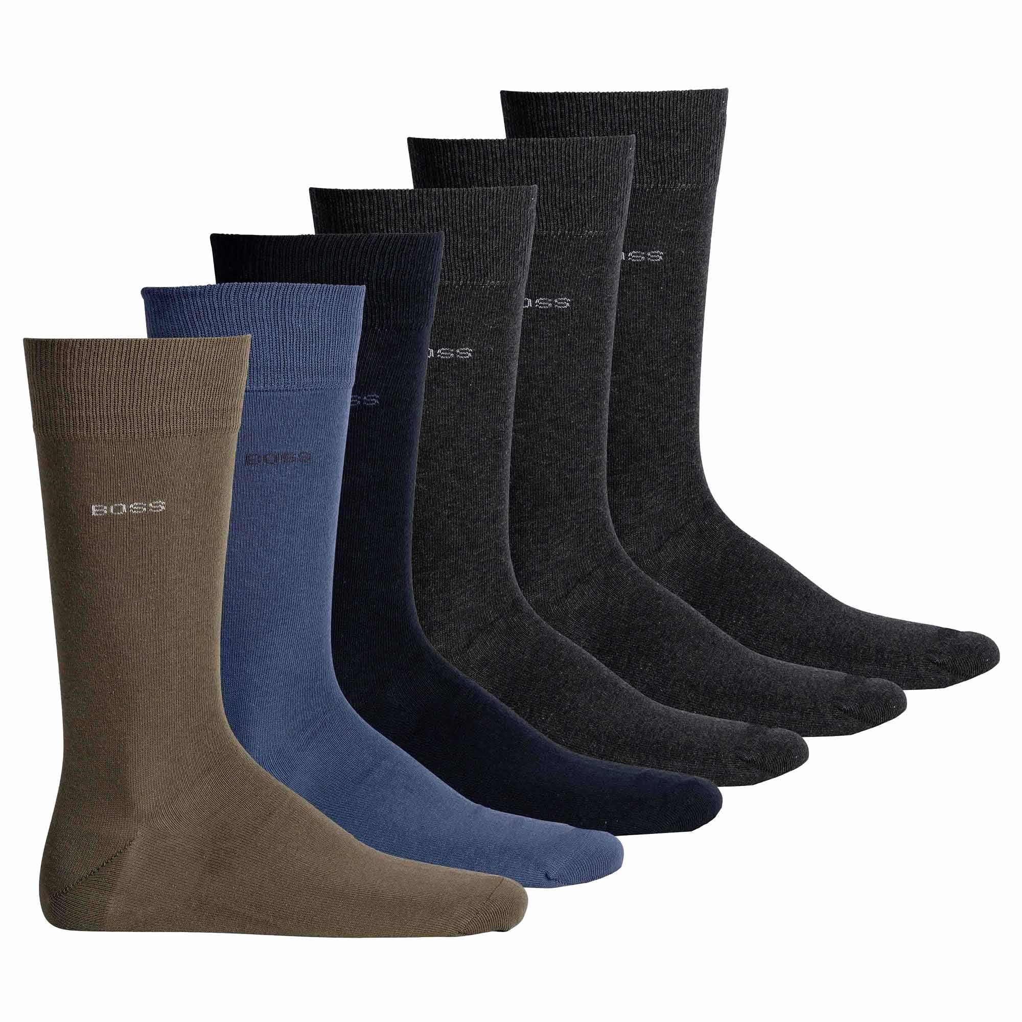 BOSS Herren Socken, 6er Pack - RS Uni Colors CC, Finest Soft Cotton, Baumwoll-Mix