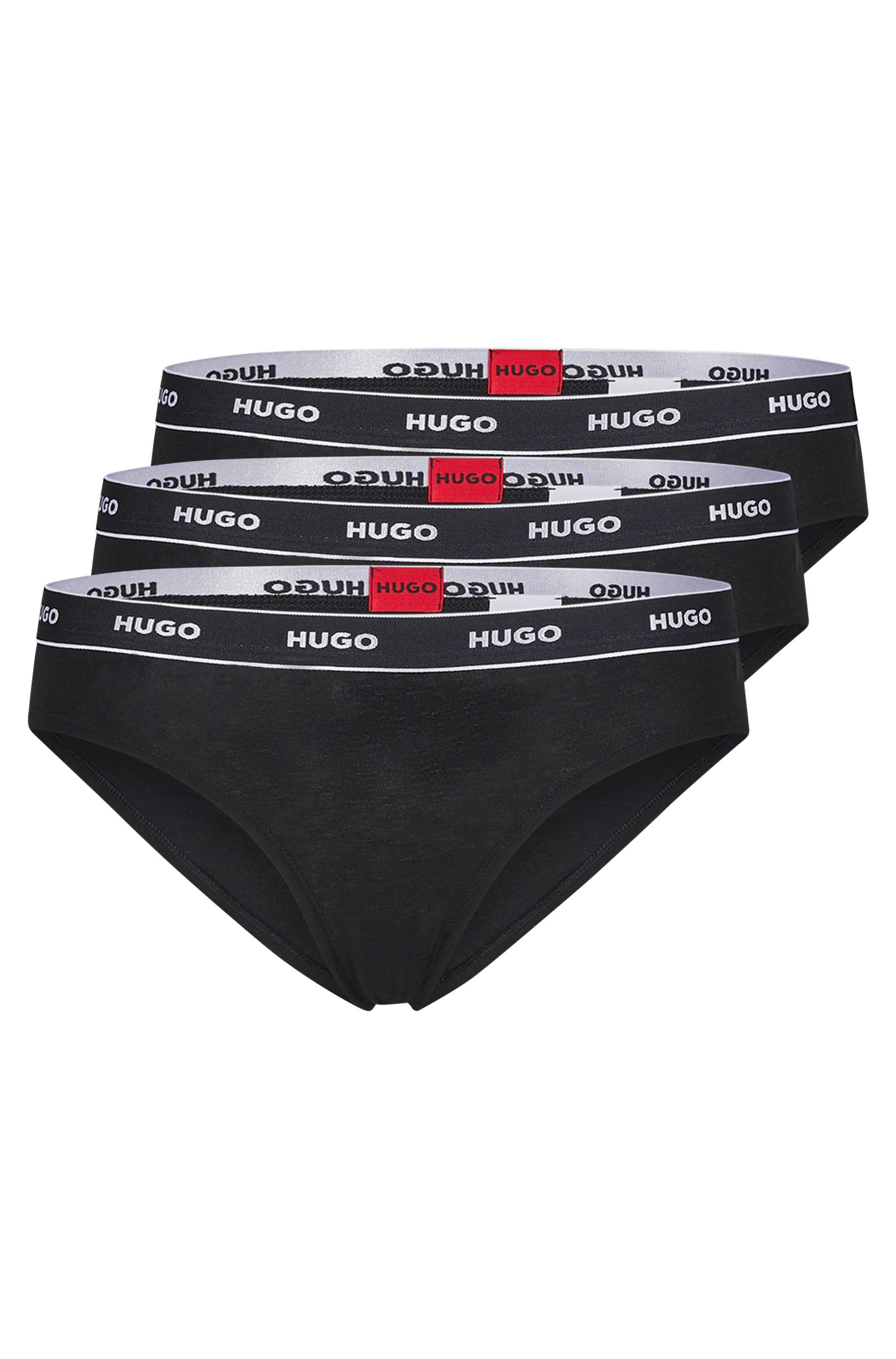 HUGO Damen Slips, 3er Pack - Brief Stripe, Unterwäsche, Baumwolle, Logo, einfarbig