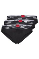 HUGO Damen Slips, 3er Pack - Brief Stripe, Unterwäsche, Baumwolle, Logo, einfarbig