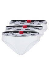 HUGO Damen Slips, 3er Pack - Brief Stripe, Unterwäsche, Baumwolle, Logo, einfarbig
