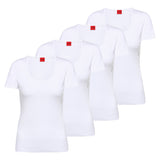 HUGO Damen T-Shirt, 4er Pack - T-Shirt RN, Unterziehshirt, Rundhals, Baumwolle, einfarbig