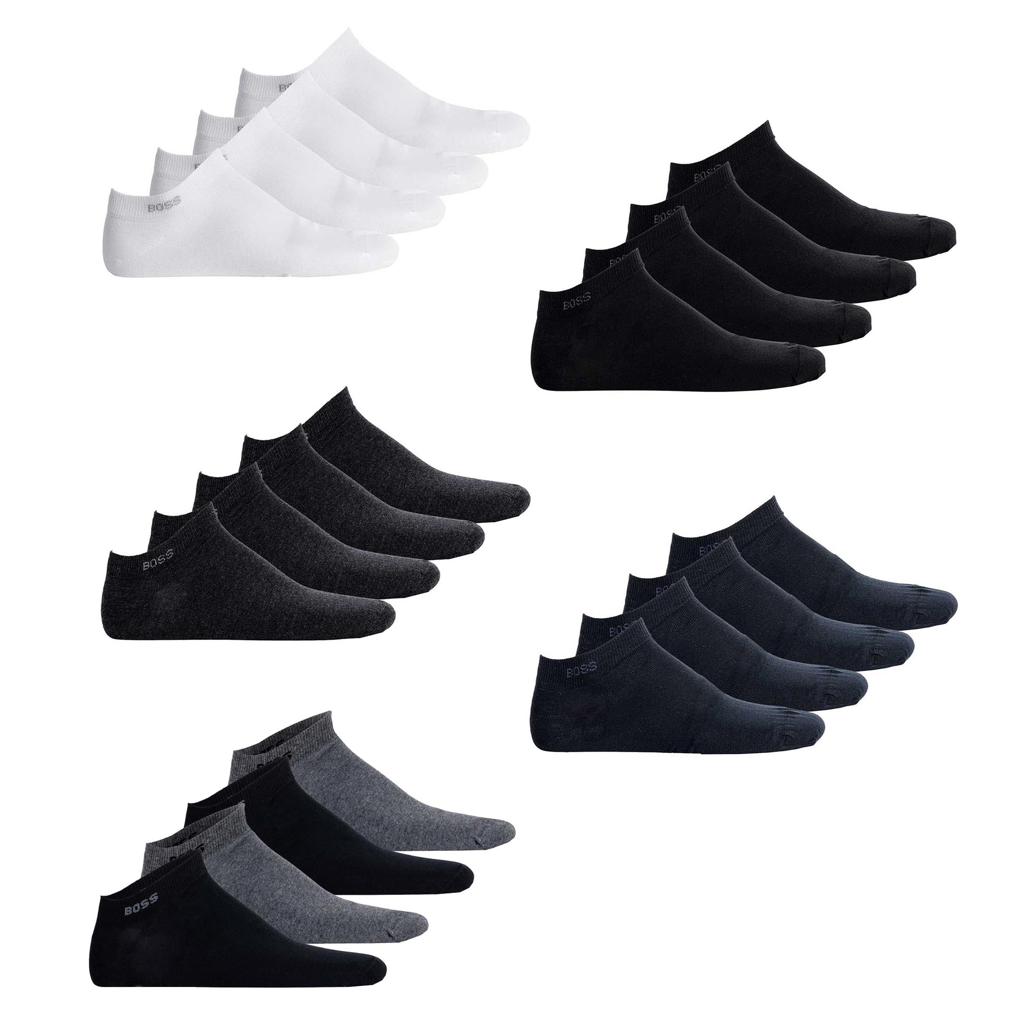 BOSS Men's Sneaker Socks, 4 Pack - 4P AS Uni CC, Ankle Length, Cotton Mix