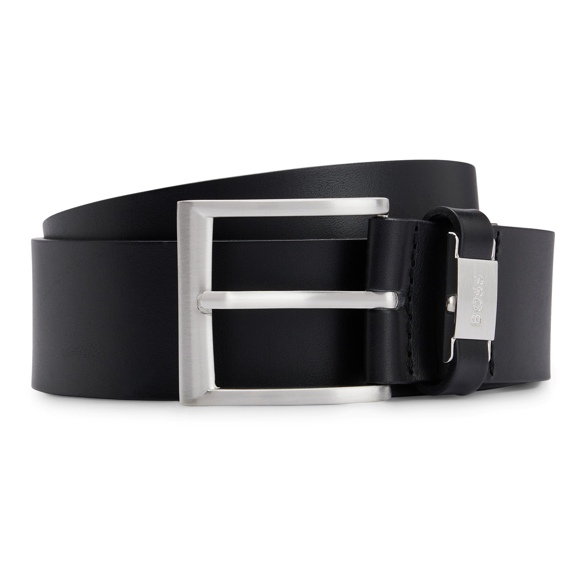 BOSS Men's Belt - Connio, Genuine leather, Pin Buckle, Brushed Metal