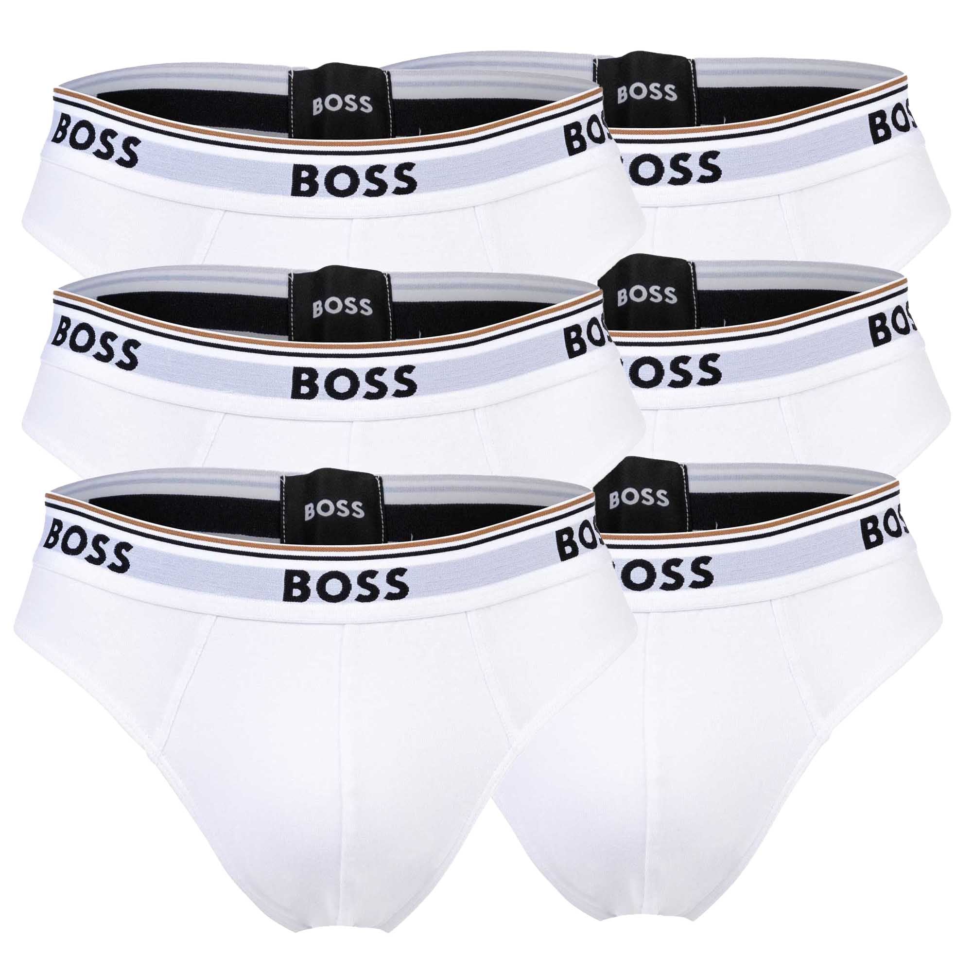 BOSS Herren Slips, 6er Pack - Briefs 3P Power, Cotton Stretch, Logo, einfarbig