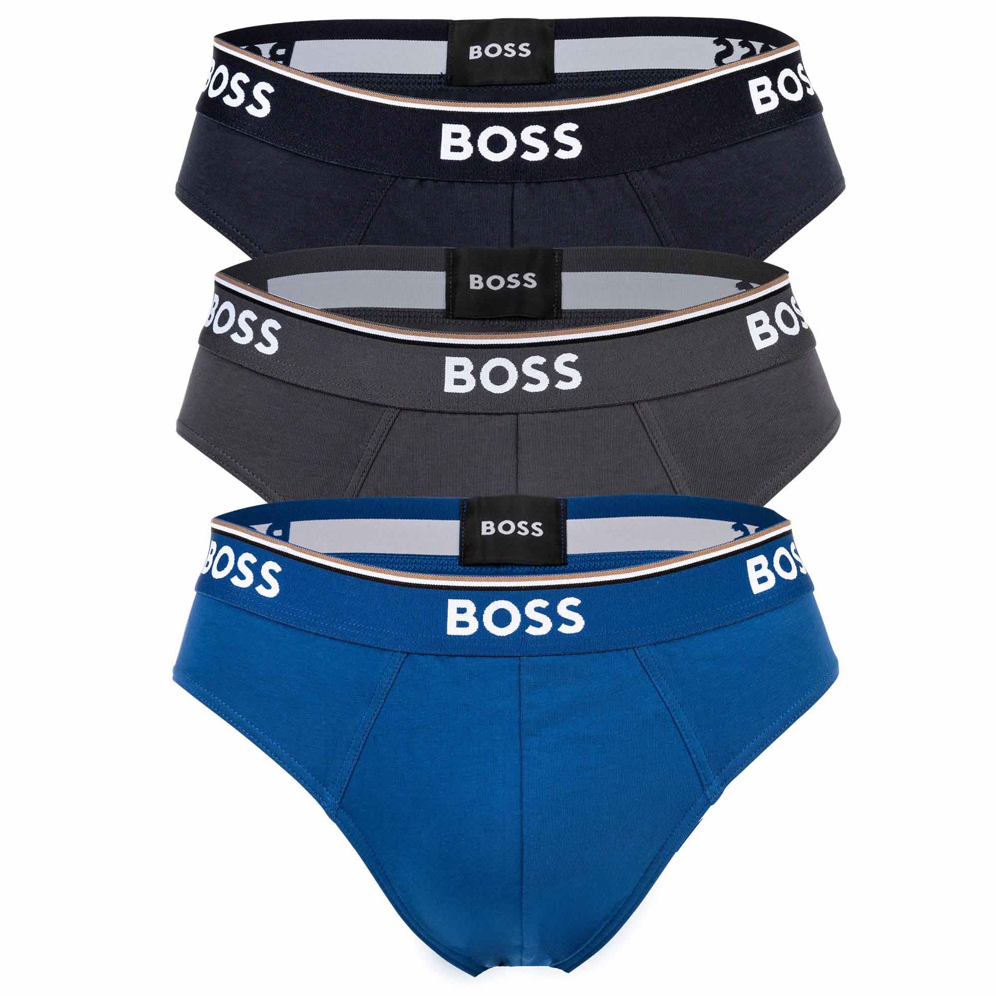 BOSS Herren Slips, 3er Pack - Briefs 3P Power, Cotton Stretch, Logo, einfarbig