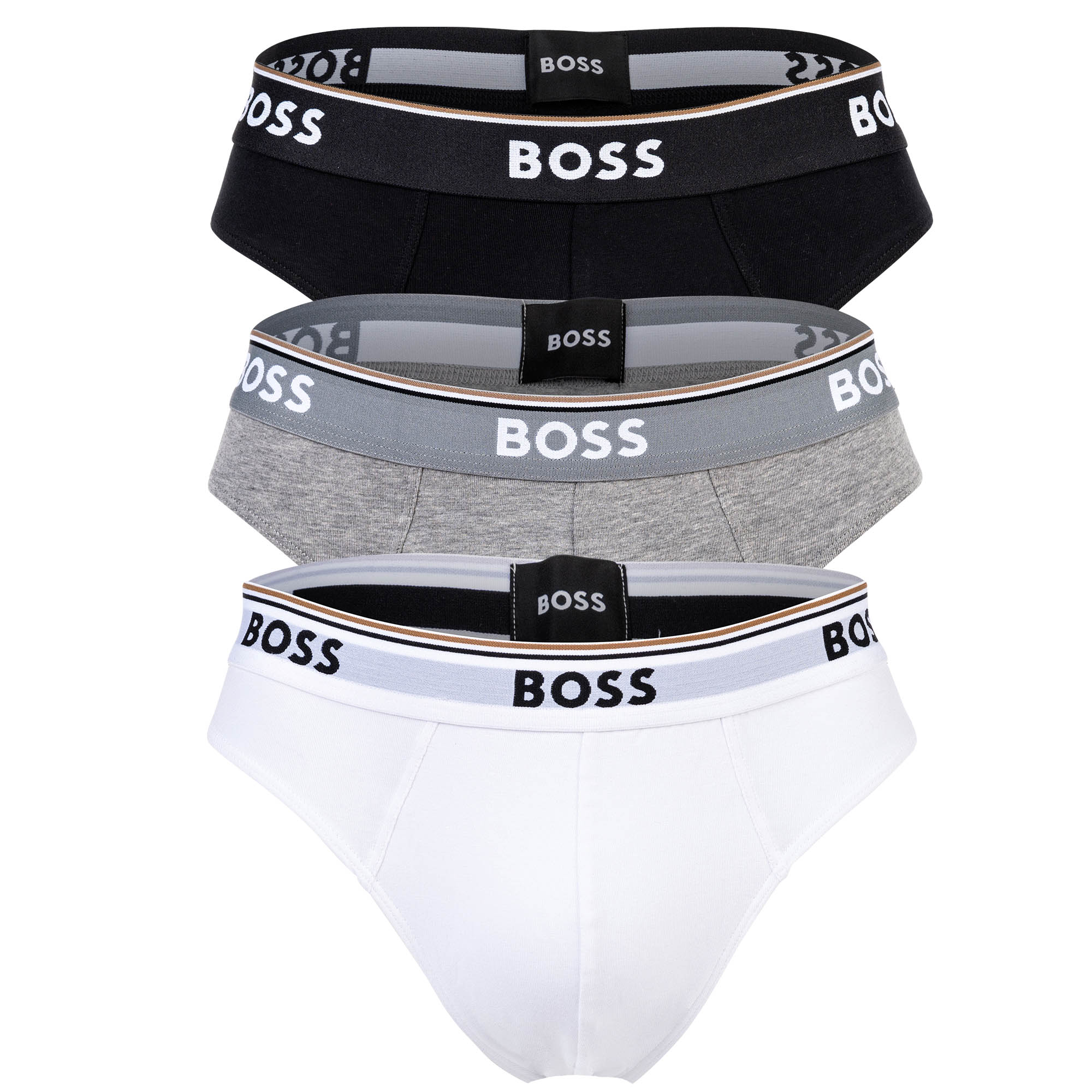 BOSS Herren Slips, 3er Pack - Briefs 3P Power, Cotton Stretch, Logo, einfarbig