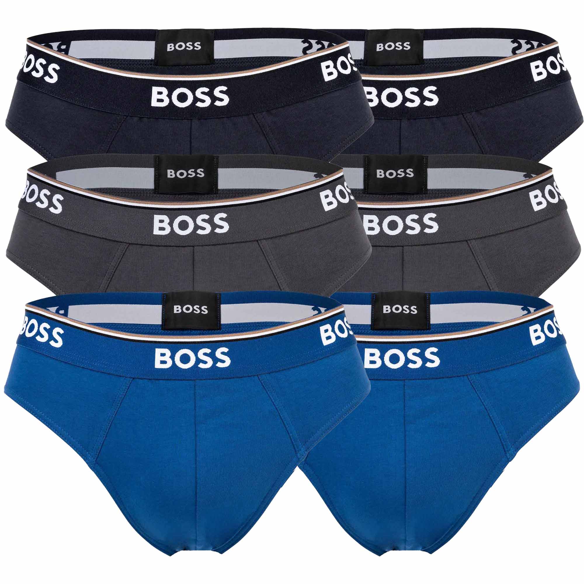 BOSS Herren Slips, 6er Pack - Briefs 3P Power, Cotton Stretch, Logo, einfarbig