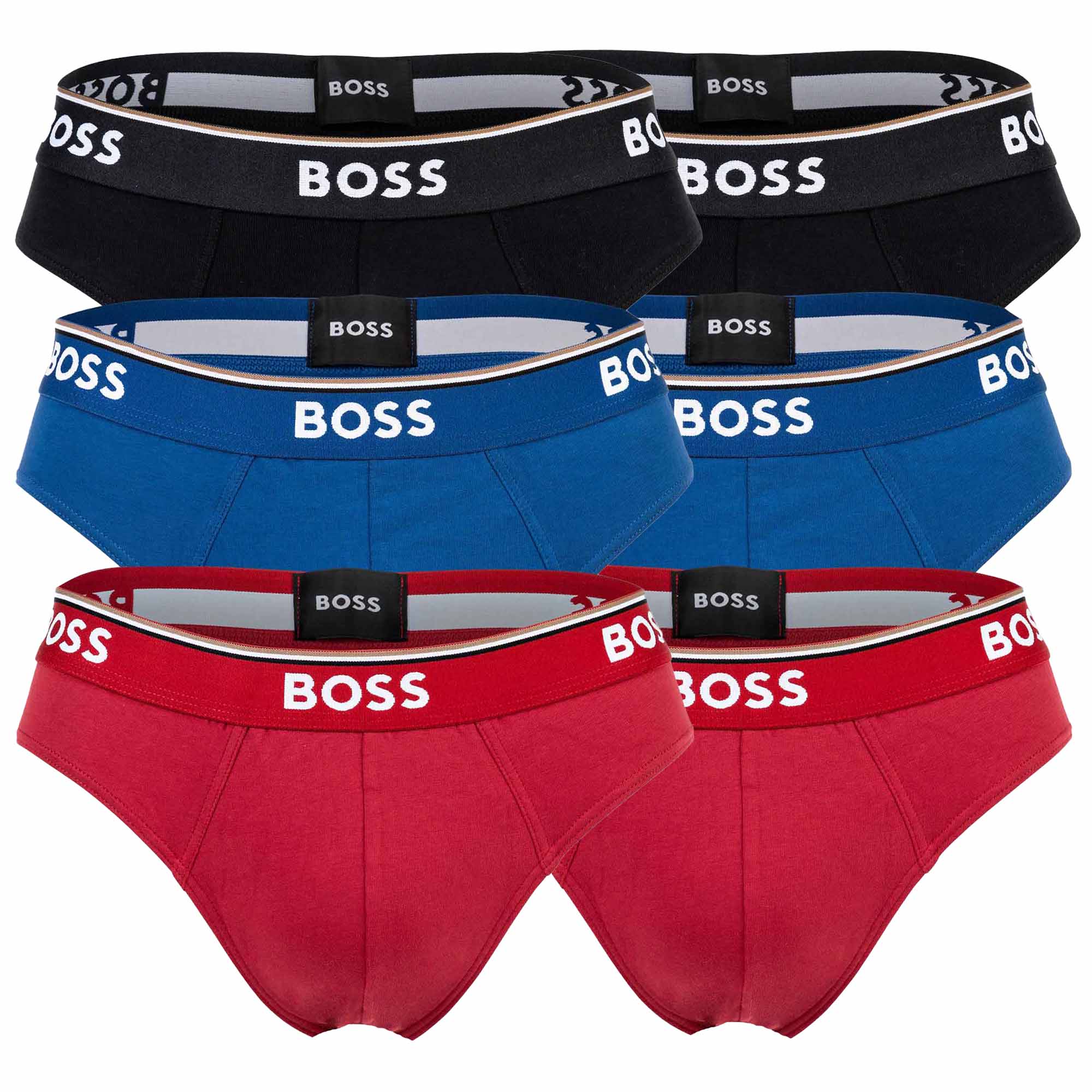 BOSS Herren Slips, 6er Pack - Briefs 3P Power, Cotton Stretch, Logo, einfarbig
