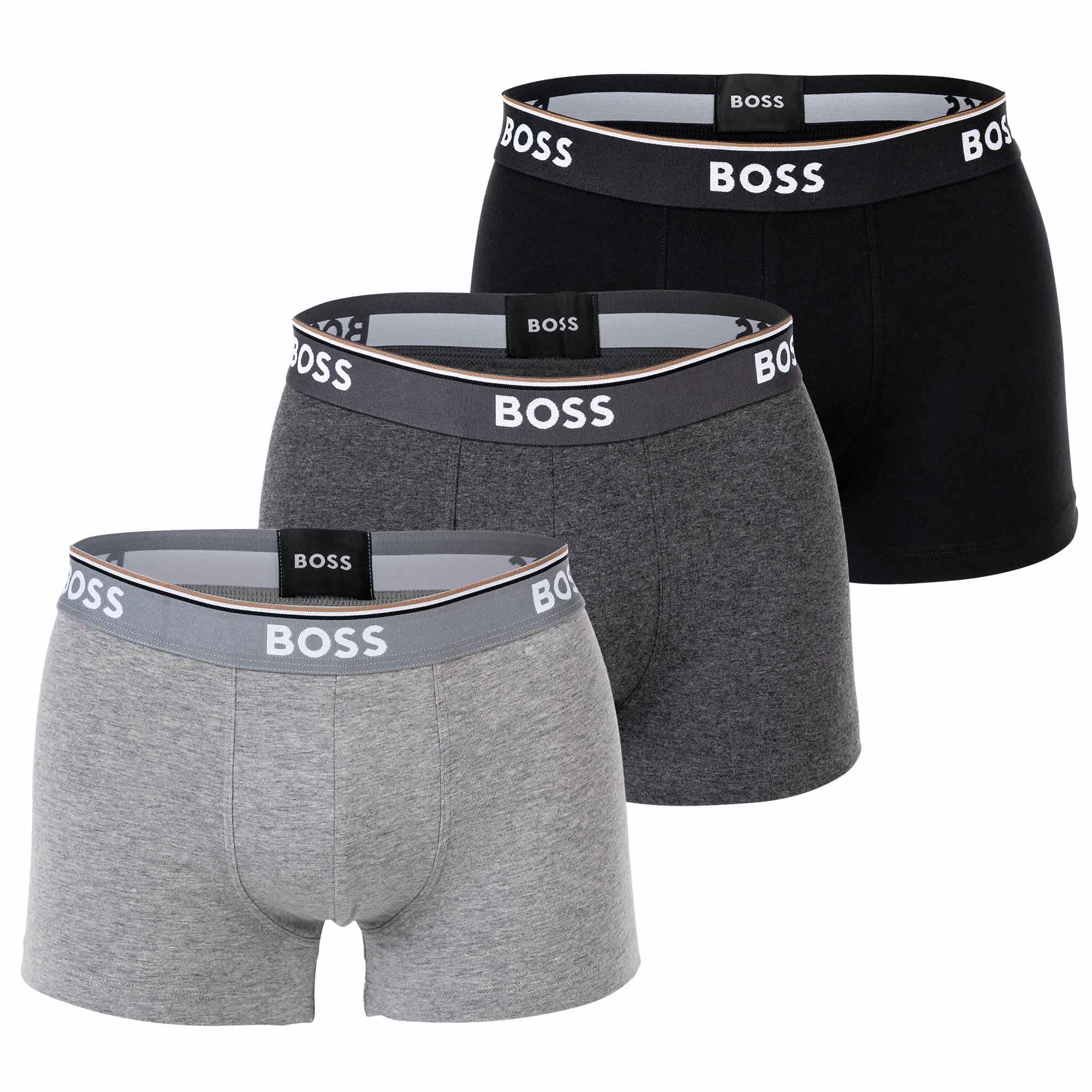 BOSS Men's Trunks, 3-pack - 3P Power, Boxer Shorts, Cotton Stretch, Logo, uni