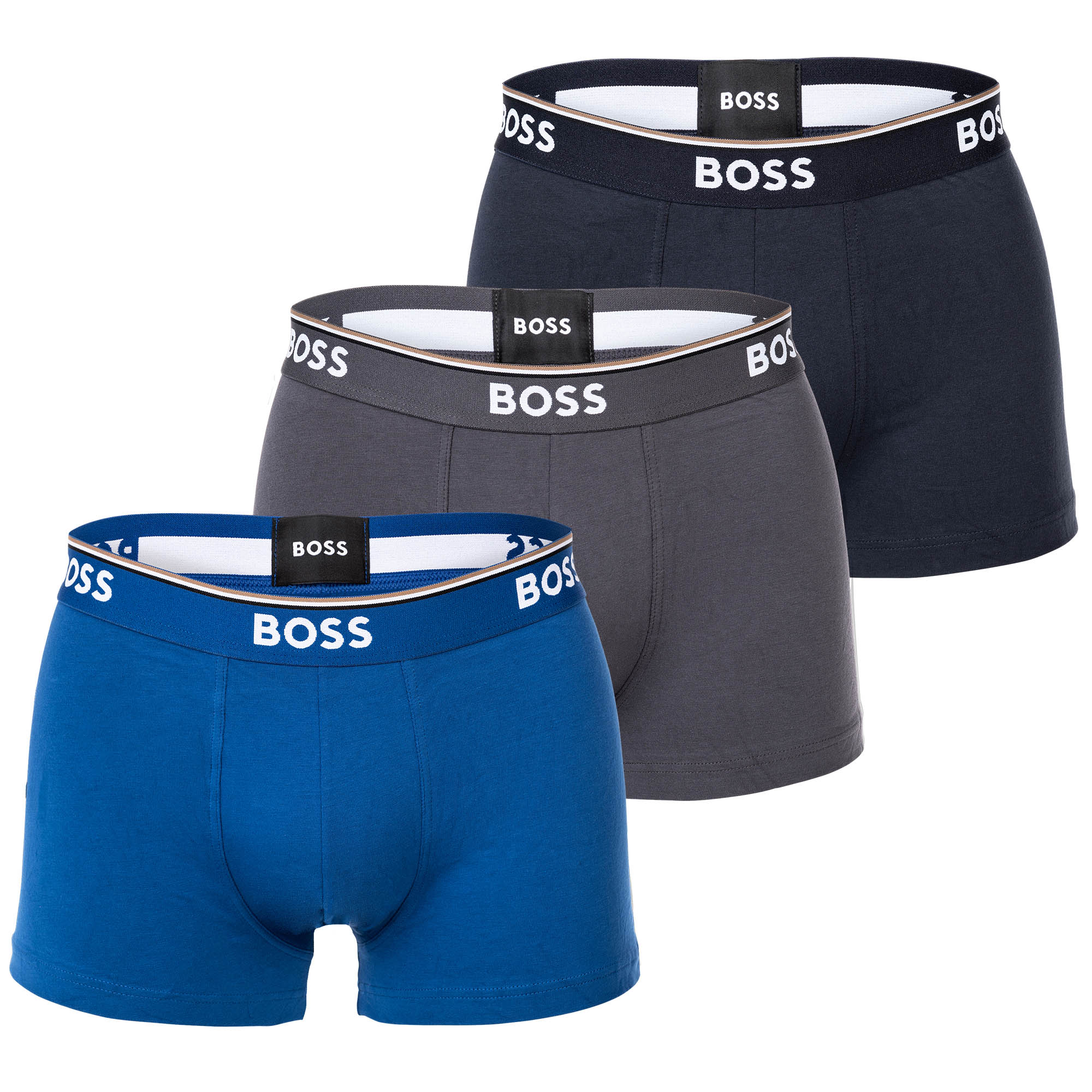 BOSS Men's Trunks, 3-pack - 3P Power, Boxer Shorts, Cotton Stretch, Logo, uni