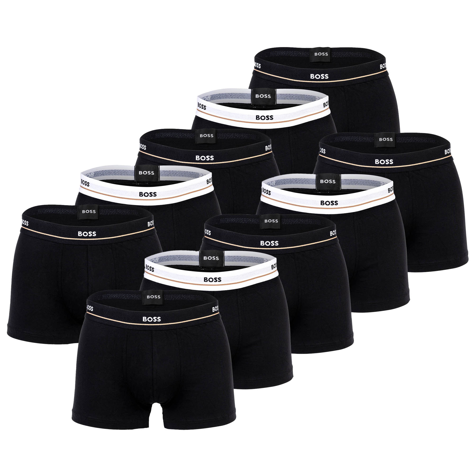 BOSS Herren Trunks, 10er Pack - Essential, Boxershorts, Cotton Stretch, Logo