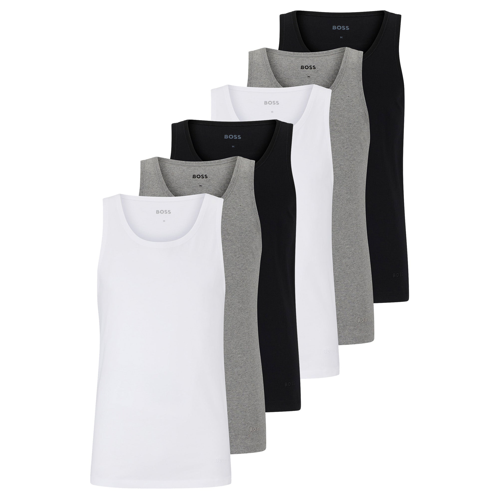 BOSS Herren Tank Top, 6er Pack - Classic, Unterhemd, ohne Arm, Rundhals, Cotton