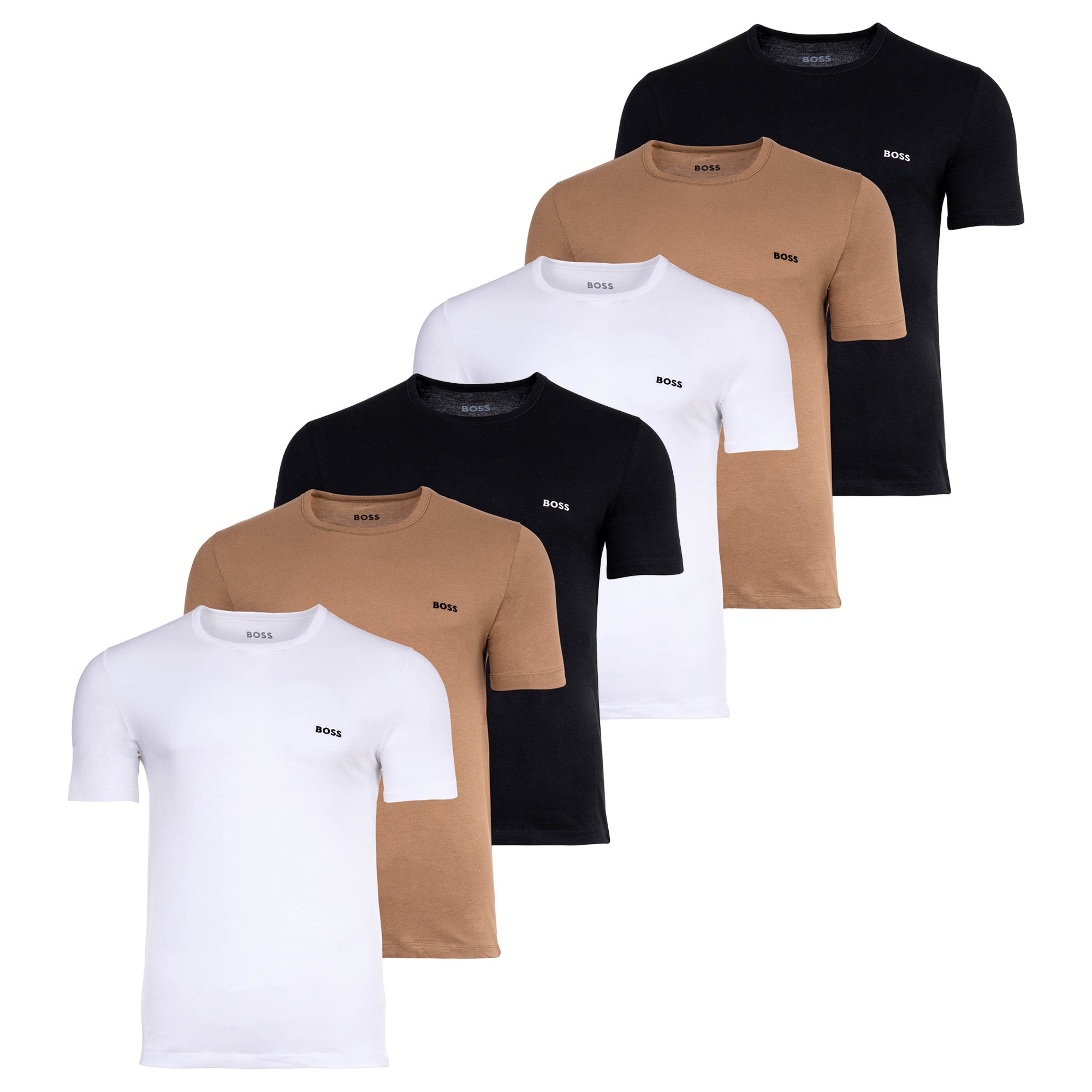 BOSS Herren T-Shirt, 6er Pack - RN 6P Classic, Rundhals, Kurzarm, Cotton, uni
